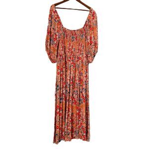 Jessica Simpson Dress Women 2X Canyon Sunset Blooming Pastures Midi Prairie NWT